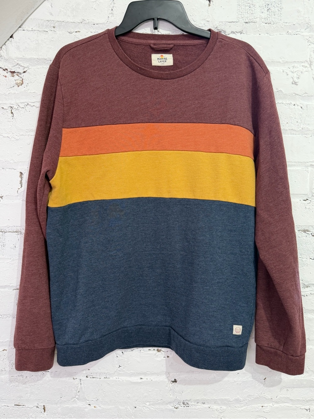 Marine Layer Color Block Crewneck Sweatshirt Sunset Stripe Retro Pullover Large - Picture 2 of 7